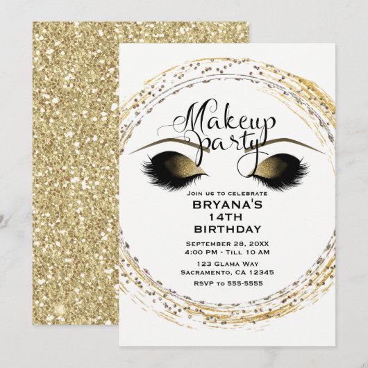 Invitation Silver & Gold Maquillage Eyelashes Glam Beauty Par (Devant / Derrière)