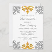 Invitation Silver Gold Snowflake Winter Quinceanera (Devant)