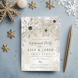 Invitation Silver Gold Snowflakes