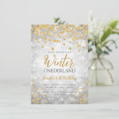 Invitation Silver Gold Winter ONEDERLAND Parties scintillant  (Debout devant)