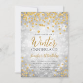 Invitation Silver Gold Winter ONEDERLAND Parties scintillant  (Devant)
