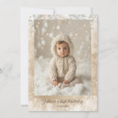 Invitation Silver Gold Winter ONEderland Photo First Birthday (Dos)