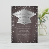 Invitation Silver Graduation Cap,Diamonds Brown Graduation (Debout devant)