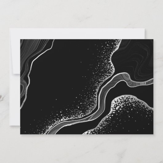 Invitation silver gray & black flowers botanical wedding (Dos)