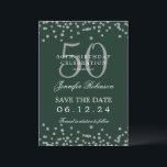 Invitation Silver Green 50th Birthday Enregistrer la date et<br><div class="desc">Elégant design "50th Birthday Party" avec faux confettis de parties scintillant & détails texte. Facile à utiliser et facile à personnaliser. Commandez aujourd'hui !</div>
