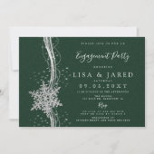 Invitation Silver Green Snowflakes (Devant)