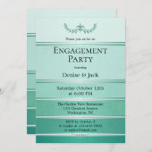 Invitation Silver Green Ton sur Ton Stried Engagement Party (Devant / Derrière)