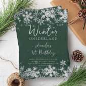 Invitation Silver Green Winter ONEDERLAND 1er anniversaire