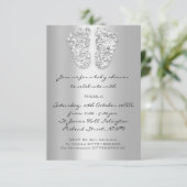 Invitation Silver Grey Baby Girl Garçon Douche pieds (Debout devant)