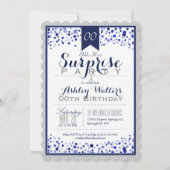 Invitation Silver Grey, Blanc, Navy Blue Surprise Party (Devant)