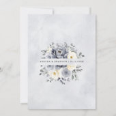 Invitation Silver Grey Ivory Floral hiver Rustique Mariage (Dos)