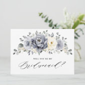 Invitation Silver Grey Ivory Floral Serez-vous ma servante d' (Debout devant)