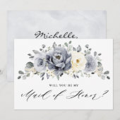 Invitation Silver Grey Ivory Serez-vous ma servante d'honneur (Devant / Derrière)