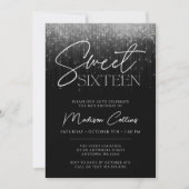 Invitation Silver Grey Lights Black Sweet 16 (Devant)