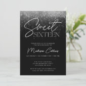 Invitation Silver Grey Lights Black Sweet 16 (Debout devant)