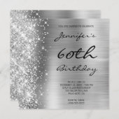 Invitation Silver Grey Ombre Foil Parties scintillant gauche  (Devant / Derrière)