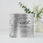 Invitation Silver Grey Ombre Foil Parties scintillant gauche  (Debout devant)