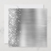 Invitation Silver Grey Ombre Foil Parties scintillant gauche  (Dos)