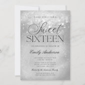 Invitation Silver Grey Parkle Sweet 16 (Devant)
