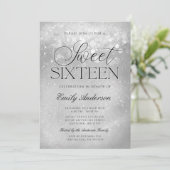 Invitation Silver Grey Parkle Sweet 16 (Debout devant)