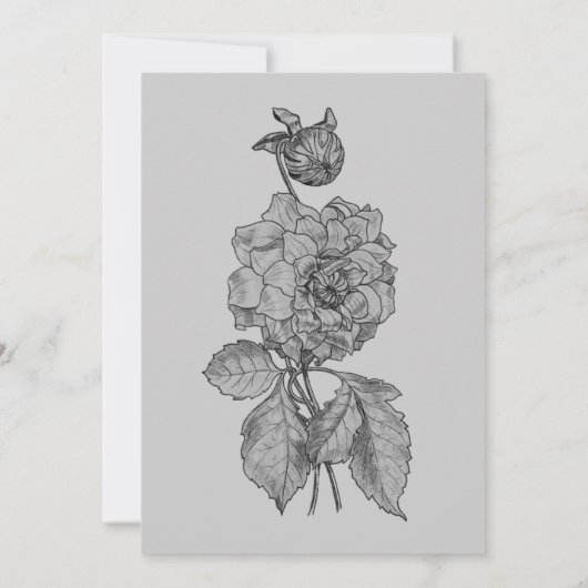Invitation Silver Grey Peony Mariage Floral Enregistrer La Da (Dos)