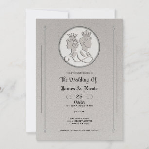Invitation Silver Grey Royal Storbook King Queen Mariage