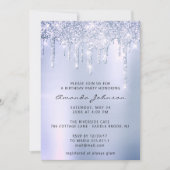 Invitation Silver Grey Smoky Blu Parties scintillant Effet Dr (Devant)