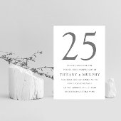 Invitation Silver Grey & White 25e anniversaire de Mariage