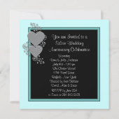 Invitation Silver Hearts Turquoise Silver 25e anniversaire fê (Dos)