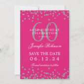 Invitation Silver Hot Pink 60th Birthday Save Date Détails (Devant)