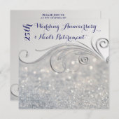 Invitation Silver-IndigoTexte 25e anniversaire du Mariage (Devant / Derrière)
