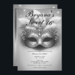 Invitation Silver Masquerade Sweet 16 Photo Anniversaire<br><div class="desc">Customisez comme vous voulez. Remplacez la photo au dos par votre propre photo ou retirez la photo ensemble.</div>