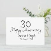 Invitation Silver Metallic 30th Happy anniversaire ajouter no (Debout devant)