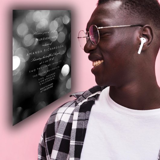 Invitation Silver Metallic Gris Black Sepia Cyber officiel