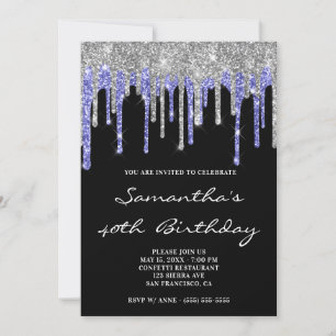 Invitation Silver Midnight Blue Parties scintillant Drivers B