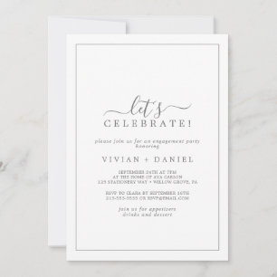 Invitation Silver minimaliste Fêtons l'invitation