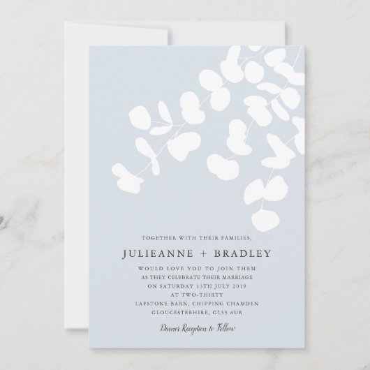 Invitation Silver Mist Eucalyptus Verdure Mariage moderne (Devant)
