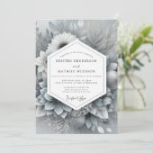 Invitation Silver Monochromatic Bloom Wedding (Debout devant)