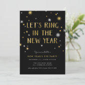 Invitation Silver n or Starburst New Year Party Invite (Debout devant)