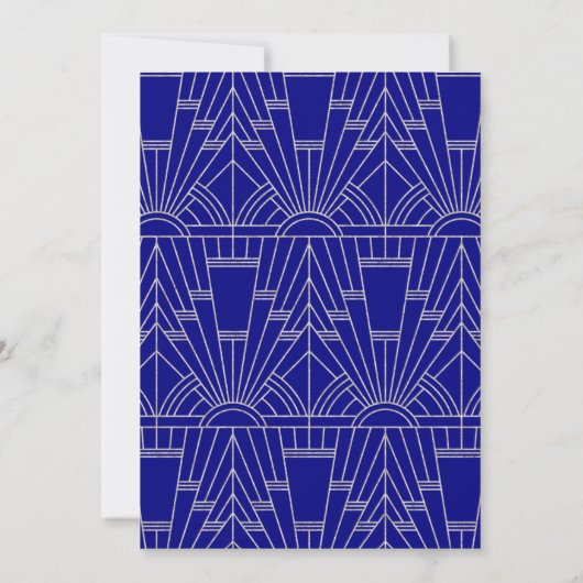 Invitation Silver Navy Blue Great Gatsby Art Déco Mariage des (Dos)