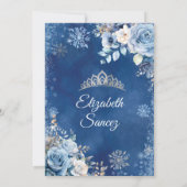 Invitation Silver Navy Blue Magical Winter Flocon de neige ma (Dos)