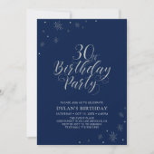Invitation Silver & Navy Blue Modern Chic 30e fête d'annivers (Devant)