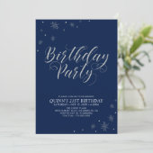 Invitation Silver & Navy Photo moderne Adult Anniversaire Par (Debout devant)