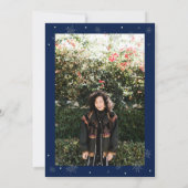 Invitation Silver & Navy Photo moderne Adult Anniversaire Par (Dos)