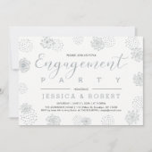Invitation Silver & Navy | Simple Fête de Fiançailles Moderne (Devant)