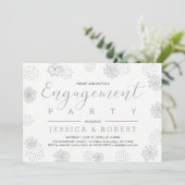 Invitation Silver & Navy | Simple Fête de Fiançailles Moderne (Debout devant)