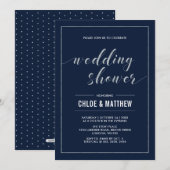 Invitation Silver & Navy | Simple Mariage Moderne sous la Dou (Devant / Derrière)