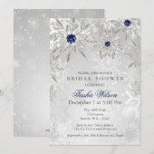 Invitation Silver Navy Snowflakes Fête des mariées d'hiver In (Devant / Derrière)