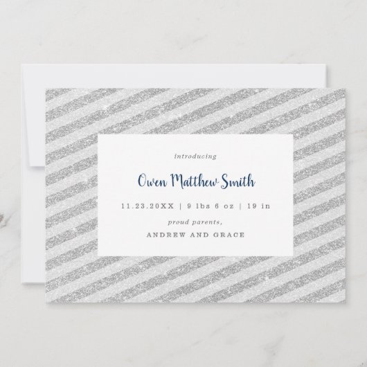 Invitation Silver Night Silver Snowflakes Naissance du bébé d (Dos)