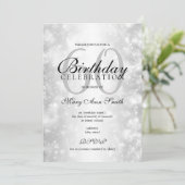 Invitation Silver N'Importe Quel Âge Fête Anniversaire Lumièr (Debout devant)